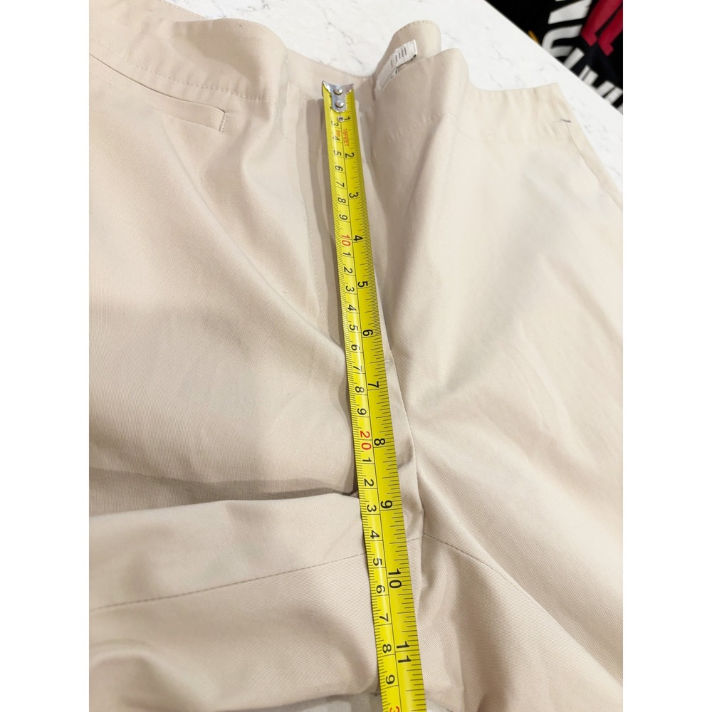 J. Jill Trousers Women 12 Khaki Cotton Blend Ankle Slit Flat Front Pants Office - Picture 9 of 13